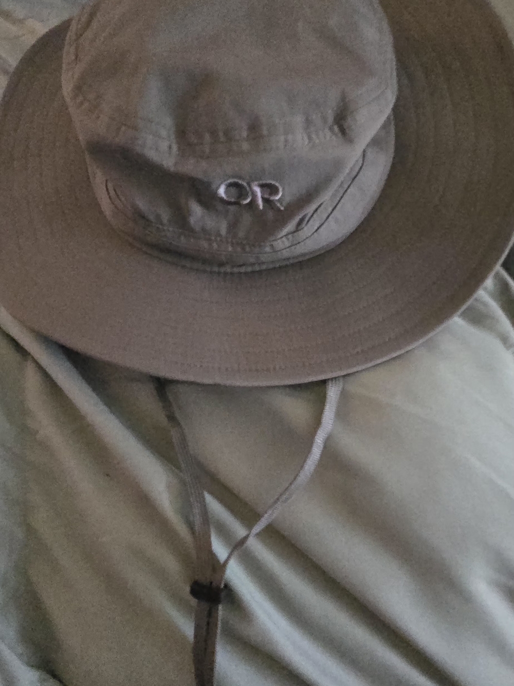 Outdoor Research Gray Wide-Brim Sun Hat with Chin Cord